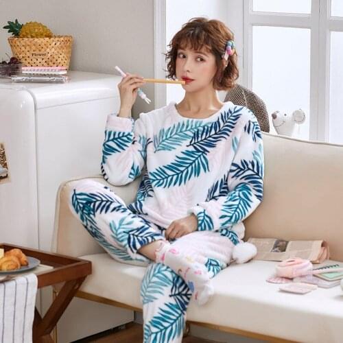Autumn Winter Womens Pajamas Long Sleeve Home Wear Sleepwear Loose Pyjamas Suit Women Cartoon Nightwear Fashion Clothes Pijama