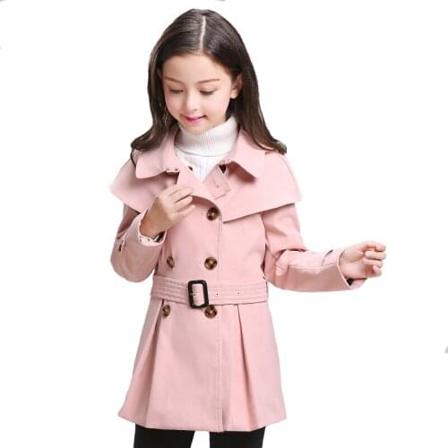 Bayali Autumn Girls Coat Children Cloak Windbreaker Kids Long Double Breasted Classic Princess Clothing High Quality 4y-10y