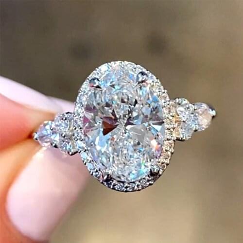 Simple And Elegant Bridal Rings for Wedding & Engagement Inlaid Big Cubic Zirconia Good Quality Women Statement Jewelry