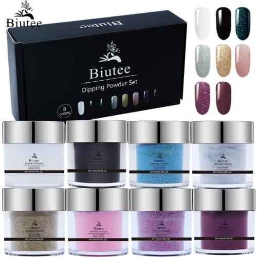 BIUTEE 8Colors10ML Dipping Nail Powder Set Gradient Acrylic Dip Powders Glitter Decoration Lasting Than UV Gel Without Lamp Cure