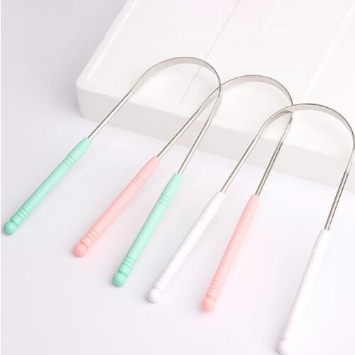 Tongue Scraper Stainless Steel Oral Tongue Cleaner Brush Tongue Toothbrush