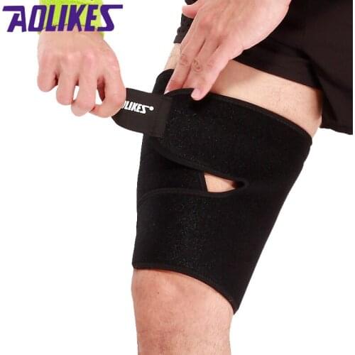 AOLIKES 1 piece sport thigh support guard muscle strain protector brace muslo pads fitness Leggings leg compression bodybuilding