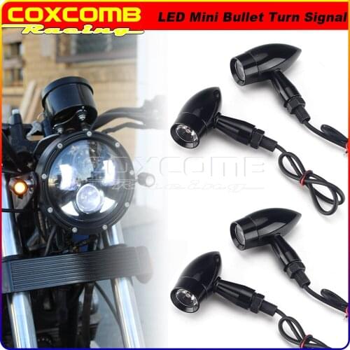 DC 12V LED Mini Bullet Cafe Racer 2x or 4x Turn Signal Blinker Light for Harley Scrambler Chopper Bobber Front Rear Indicator