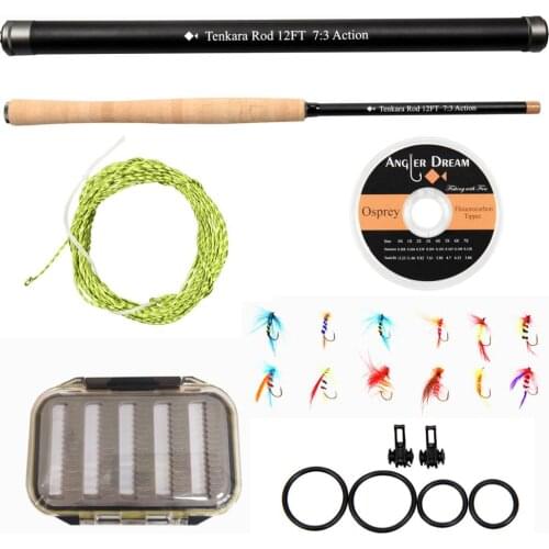 Fly Fishing Rod Tenkara 12/13FT Fishing Rod 30T carbon fiber Telescopic Fly Fishing Rod Combo with Furled Line Flies