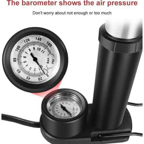 Bicycle Foot Pump With Pressure Gauge Bike Pump Mini Portable Bike Tire Air Pump With Gas Ball Needle For All Bike Fits Presta