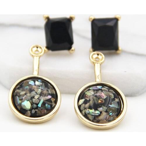 YaYi Jewelry Fashion BOHO Black Glass Crystal Rhinestone Dangle Women Ancient Gold Color Wear Ear Band Long Tassel Earrings