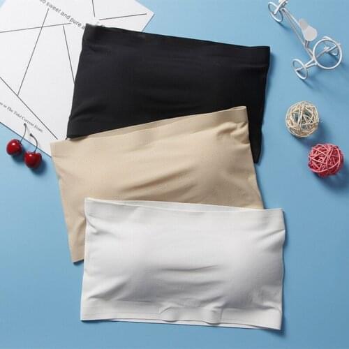 White Black Breathable Solid Boob Tube Tops Women Removable Chest Pad Simple Soft Lingerie Crop Wrap Top Underwear Bra