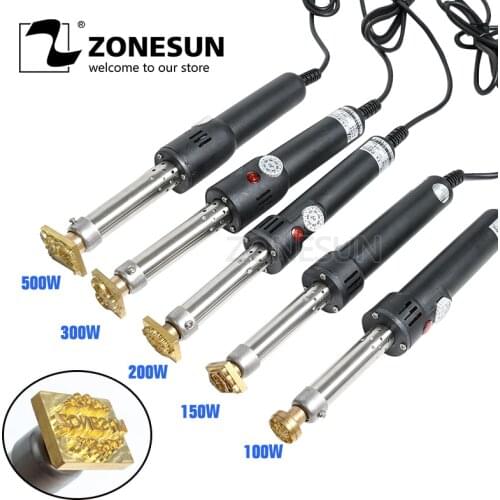 ZONESUN Leather embossing stamping machine soldering iron custom logo mold leather bread dessert logo handheld embosser