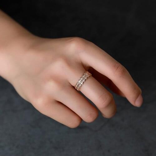 Starry Bling Gear Triangle White Zircon Adjustable Golden Silver Plated Copper Tail Open Rings for Women