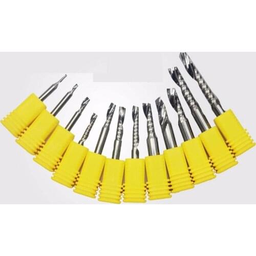 10pcs 3.175mm 1/8" Single Flute spiral End Mill Cutter CNC Bit CED 2mm CEL 8mm