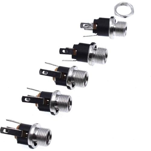 10Pcs 5.5 x 2.1mm DC Power Supply Jack Socket Female Panel Mount 3-Pin Electrical Socket Connector