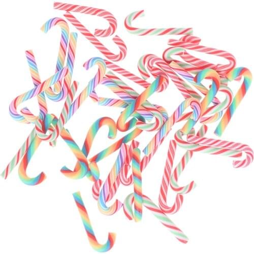 10Pcs Cute Kawaii Resin Flatback Cabochons Scrapbooking Home Christmas Decoration Clay Christmas Red White Candy Cane Craft