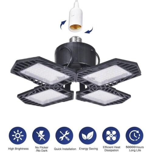 100W Dimmable Garage Light Four-leaf Adjustable Folding High Bay Light Remote control/Bluetooth APP Control 3000K-6500K 10000LM