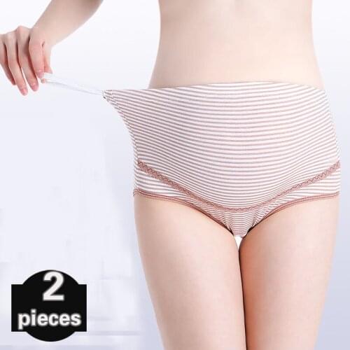 2 pcs Adjustable Panties pregnant women high-waist underwear cotton crotch Large size underpants mid late pregnancy