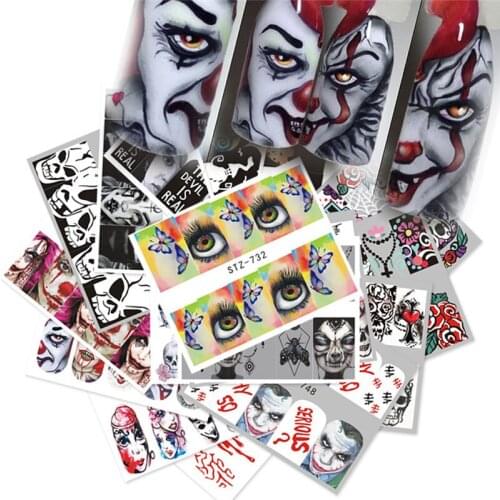 25pcs Halloween Designs Water Transfer Stickers Skull Head Vampire Rose Nail Art Decals Nail Art DIY Decorations
