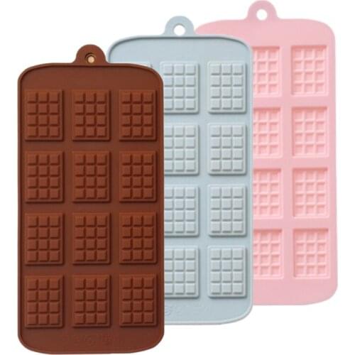 3D Square Silicone Chocolate Molds Bar Candy Bakeware 12 Even Non-stick Mould Waffle Candy Chocolate Silicone Forms For Cooking