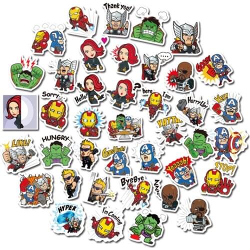 Disney 40pcs Cartoon Superhero Iron Man Sticker Suitcase Guitar Piano Bike Car Decoration Graffiti Sticker Waterproof