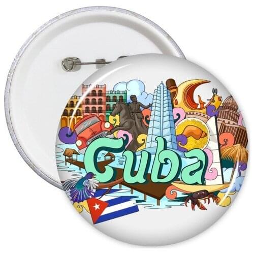 Guantanamo Trinidad Cuba Graffiti Round Pins Badge Button Clothing Decoration Gift 5pcs