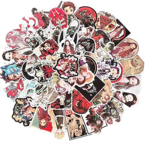 50pcs Demon Slayer: Kimetsu no Yaiba Anime Sticker Stickers PVC Graffiti Stickers Suitcase Luggage Guitar For Children Toys
