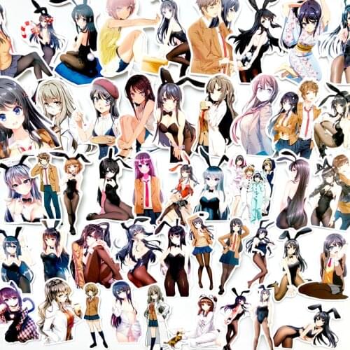 50pcs Japan Anime girls sticker Pvc Waterproof Amine Sticker For Car SuitCase Bicycle Laptop Refrigerator Skateboard