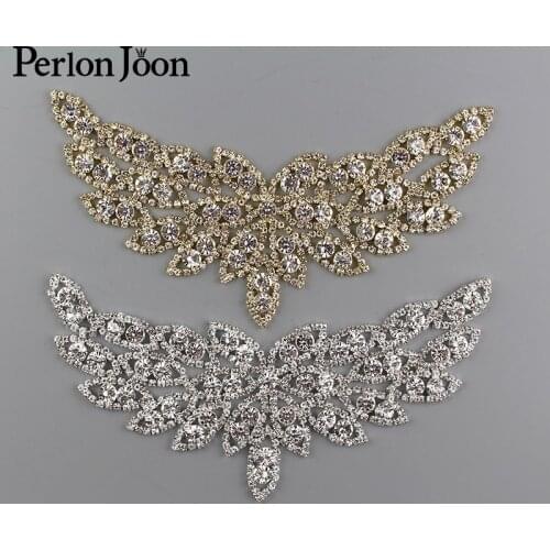 6.5*3.5in gold sliver Crystal collar Rhinestone sew-on necklace adornment for Wedding Dress Skirt Flashing Clothing Accessories