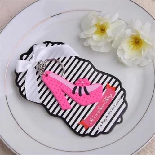 Free Shipping Hot Selling Newest High Heel Shoe Keychain Wedding Bridal Shower Party Favor Gift Key Ring 10Pcs/Lot