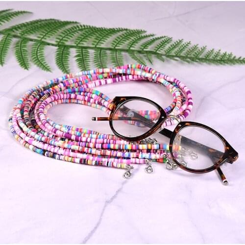 Boho Polymer Clay Bead Reading Glasses Chain Sunglasses Eyewears Cord Holder Neck Strap Rope Necklace Eyeglass String Lanyard