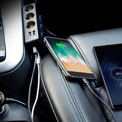 Quick Charge 3.0 Cigarette Lighter Splitter 12V/24V 3-Socket 120W ON-OFF DC Power Car Splitter with 3-Port USB Car Charger