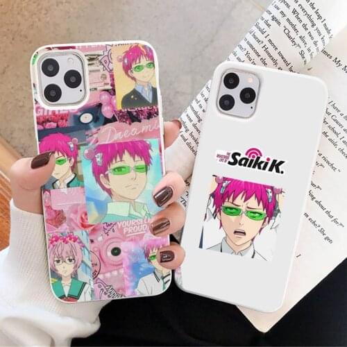 The Disastrous Life of Saiki K Saiki Kusuo Phone Case Candy Color for iPhone 6 7 8 11 12 s mini pro X XS XR MAX Plus