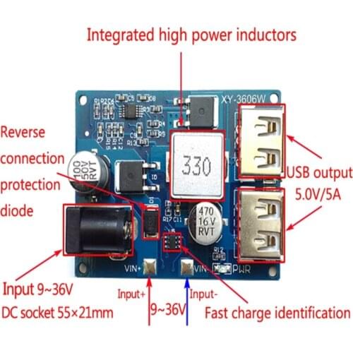 DC-DC Step Down Power Supply Module 24V/12V To 5V 5A Converter Replace LM2596S 4XFB