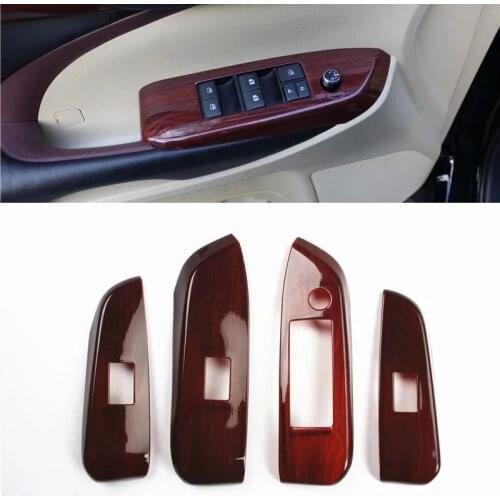 For Toyota Highlander 2015-2018 Left Hand Drive 4PCS Wood ABS Car Side Door Window Lift Switch Buttons Cover Molding Car Styling