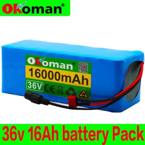 36V 16AH Electric Bike Battery Built in 20A BMS Lithium Battery Pack 36 Volt with 2A Charge Ebike Battery