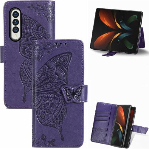 Flip PU Leather Mobile Phone Case for Samsung Galaxy Z Fold3 Fold 3 Anti-Slip Card Holder Protective Cover Coque