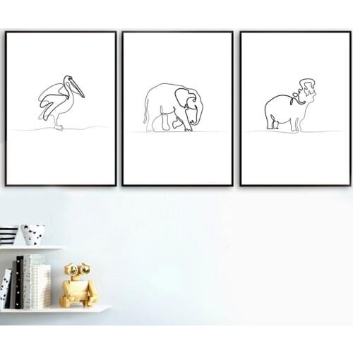 Canvas HD Prints Modern Picture Wall Art Line Animal Painting Simple Home Decoration Nordic Style Modular Poster For Living Room