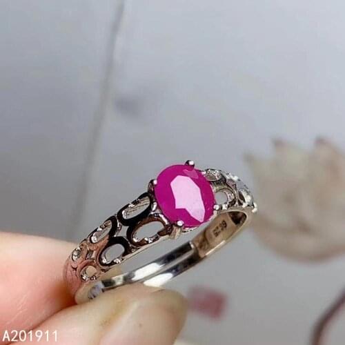 KJJEAXCMY fine jewelry 925 sterling silver inlaid natural ruby luxurious popular female ring support detection trendy