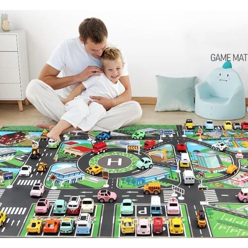 Tablecloth Map Children Waterproof Play Map 130*100cm Urban Traffic Car Model Parking Lot Scenery Map Festival Decoration
