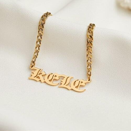 5MM Cuban Chain Customized Name Couple Necklaces Pendant Handmade Jewelry Stainless Steel Women Men Nameplate Charm Necklace