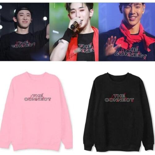 Men Tops KPOP Fashion MONSTA X Album The connect Printed Letters Hoodies Pullovers long sleeve Sweatshirts streetwear