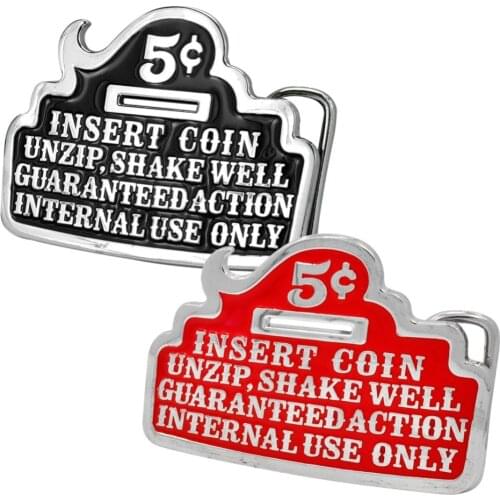 Mens 5 Cent Always Open Bottle Opener Belt Buckle Color