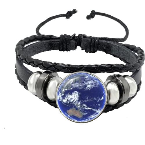2021 New Fashion Solar System Bracelet Moon Earth Space Planet Leather Bracelets Charm Women Men Bangle Jewelry