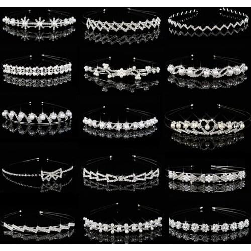 Children Show Tiara Princess Bridal Prom Crown Girl handband Hairbands Pearl Crystal Wedding Hair Jewelry Accessories Headband