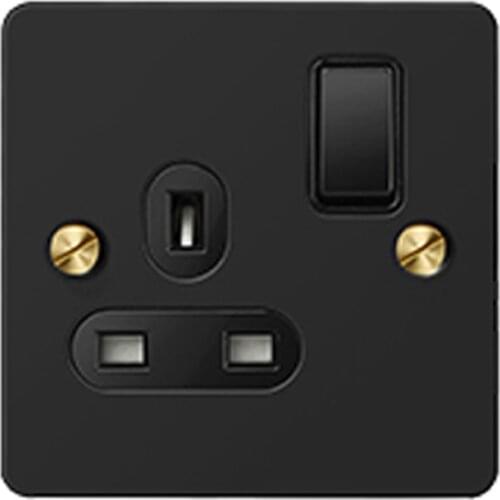 Stainless Steel Panel Wall UK Socket with Switch Golden Screw 110-250V Electric Sockets 13A Wall Outlet Plugs