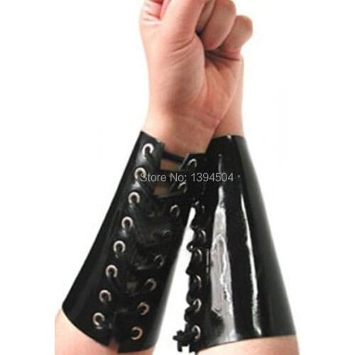 2019 Hot exotic Sexy Costumes lingerie Latex Wrist handmade Gloves Women With Lace Fetish Up Rubber Gauntlets thickness 1.0mm