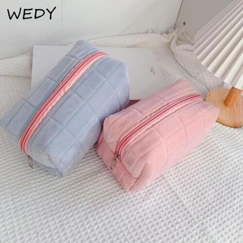 Pillow Makeup Bag Soft Cosmetic Organizer Solid Color Women Zipper Cosmetic Bag Portable Travel Toiletry Bags Make Up Storage