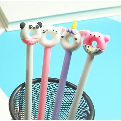 36 pcs/lot Creative Animal Donuts Gel Pen Cute 0.5mm black ink Signature Pens Office School Writing Supplies gift