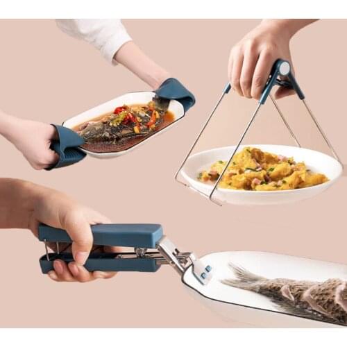 Anti-Scalding Clip 3-Pcs Set Household Kitchen Stainless Steel Non-Slip Device To Clamp Dishes Bowls Clamp Anti-Scalding