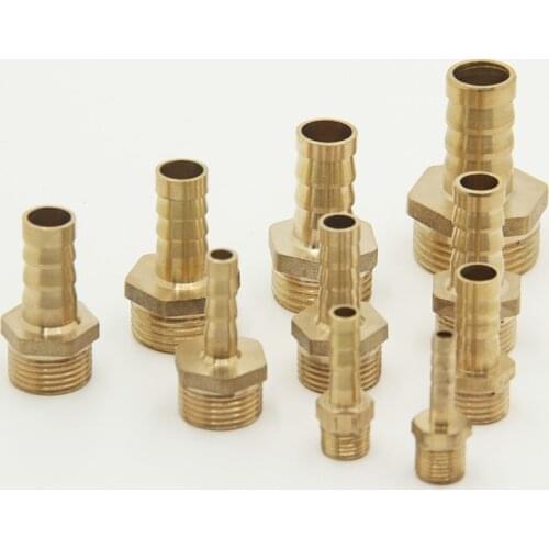 Pagoda connector 6 8 10 12 14mm hose barb connector, hose tail thread 1/8 1/4 3/8 1/2 inch thread brass water pipe fittings