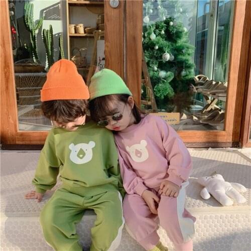 DFXD Spring Children Clothing Sets Kids Boys Girls Tracksuits 2pc Sport Suit Toddler Clothes Casual Long Sleeve Tops+Pants 1-7Y