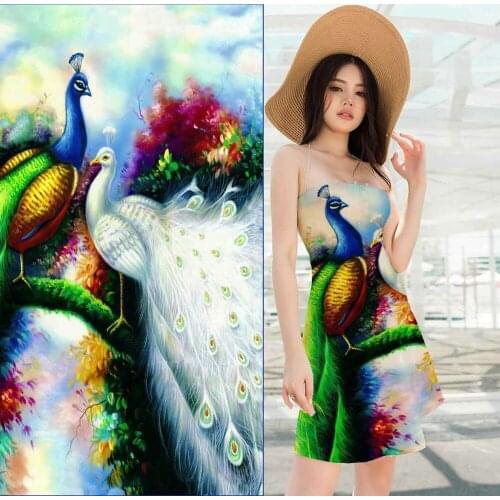 Tissus Au Metre Silks Pure Silk Elastic Satin Fabric Tissu Peacock Digital Cheongsam 2021 New Fashion Silk Fabric Alibaba Expres