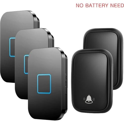 CACAZI No Battery Required Self-powered Wireless Doorbell Waterproof 150M Remote Ring Door Bell 2 Buttons Eu Uk Plug AU Adapter